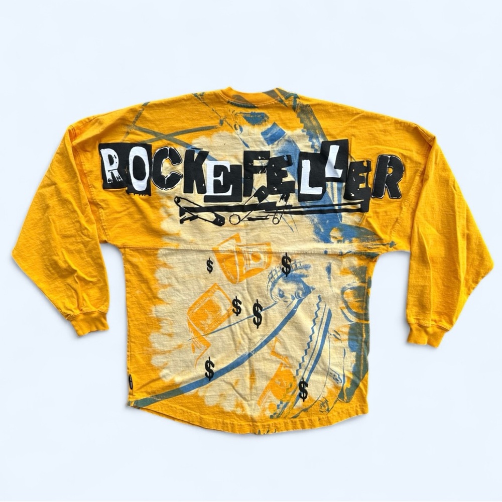 Spirit Jersey Destroy Rockefeller Crewneck Long Sleeve Shirt in Yellow Size XS